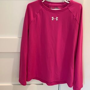 Under Armour Cold Gear athletic shirt in pink with gray logo